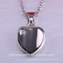 Accesorios del día de las mujeres de San Valentín corazón colgante joyas de plata 925